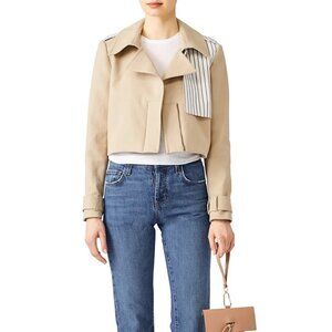 Nicole Miller Caprivi Stripe crop jacket - khaki, size S/M